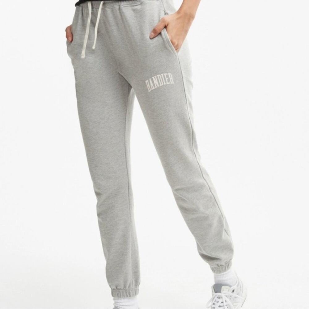 Bandier Grey Classic Sweatpants Drawstring High‎ Rise Boyfriend Size S Lounge